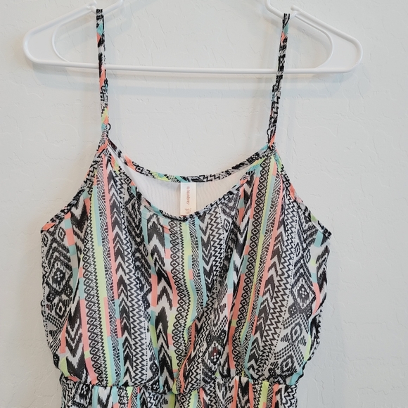 No Boundaries Asymmetrical Hem Aztec Print Multicolored Dress Size Large - Picture 8 of 14